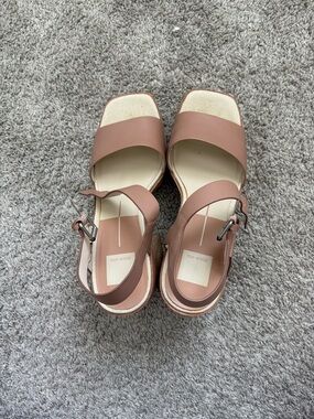 Dolce Vita Mauve-Tan Block Heel Slingback Sandals